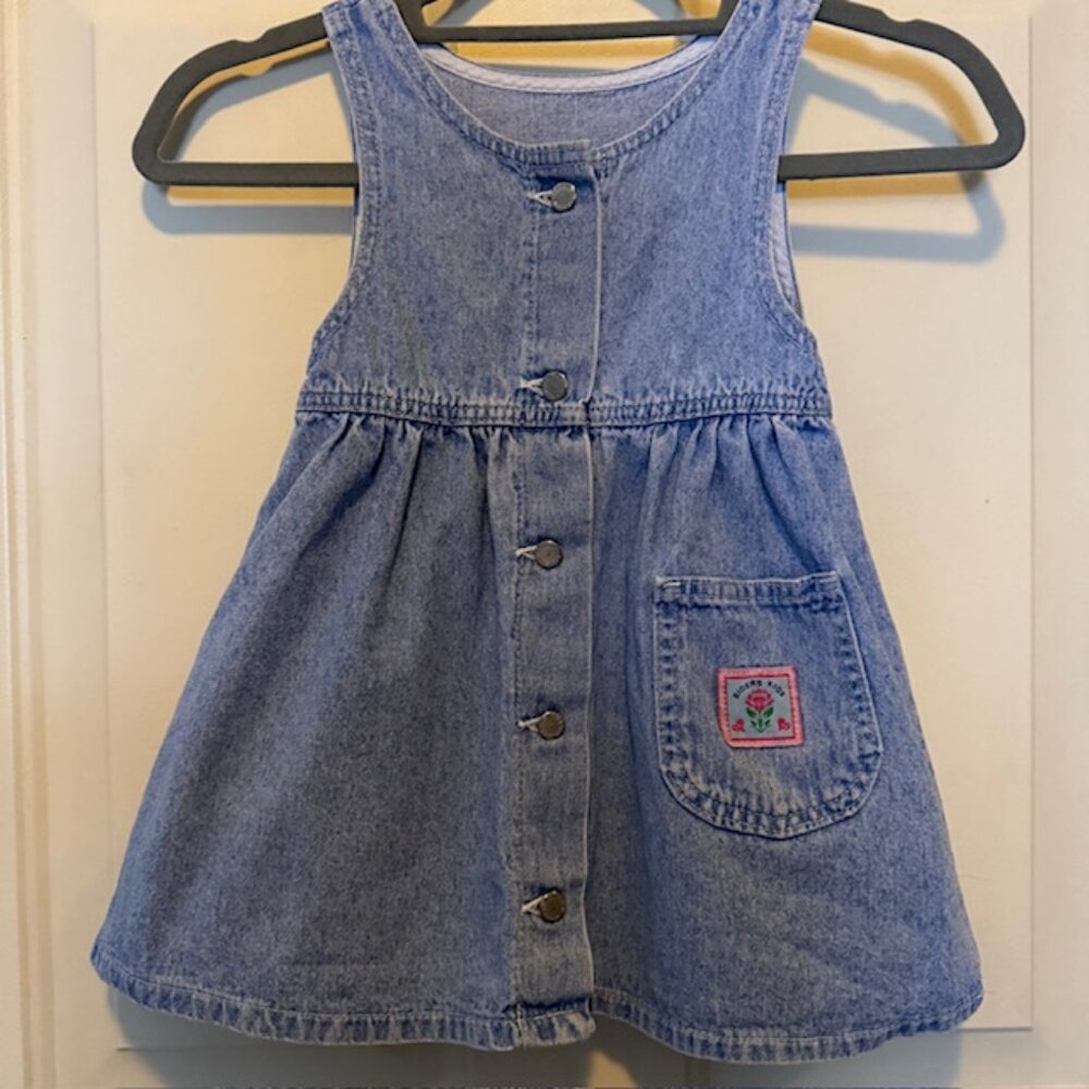 Vintage Lee Riders Button Up Denim Jumper Dress 4T